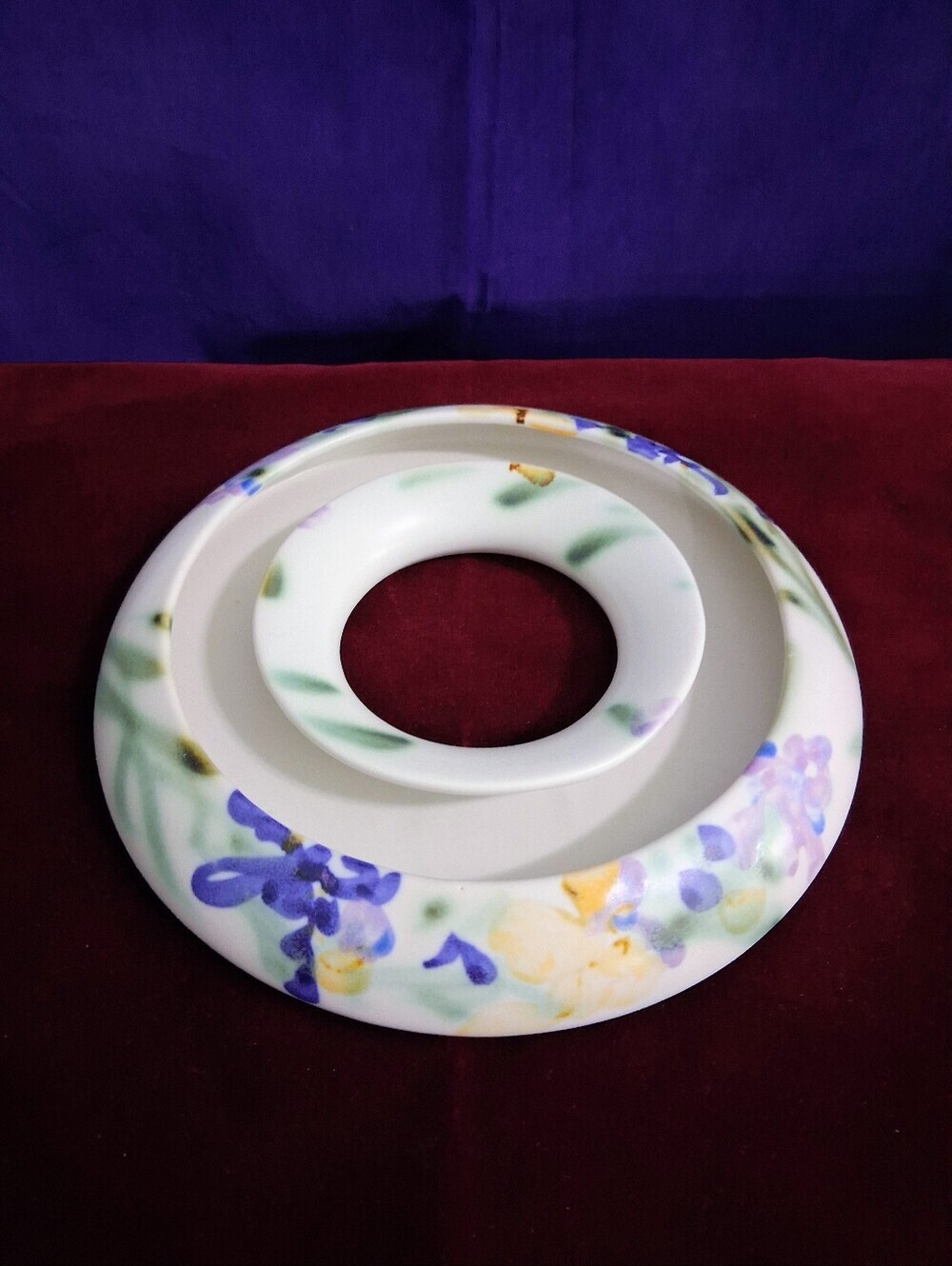 Vintage 8" Clouds Folsom Pottery Flower Ring Vase Centerpiece, Signed